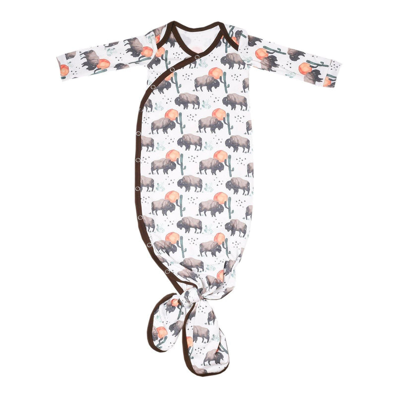 Copper Pearl Newborn Knotted Gown - Bison